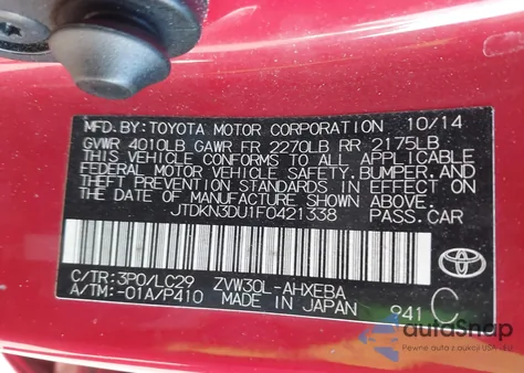 2015 Toyota Prius Persona Series Special Edition z USA, uszkodzony, nr VIN JTDKN3DU1F0421338